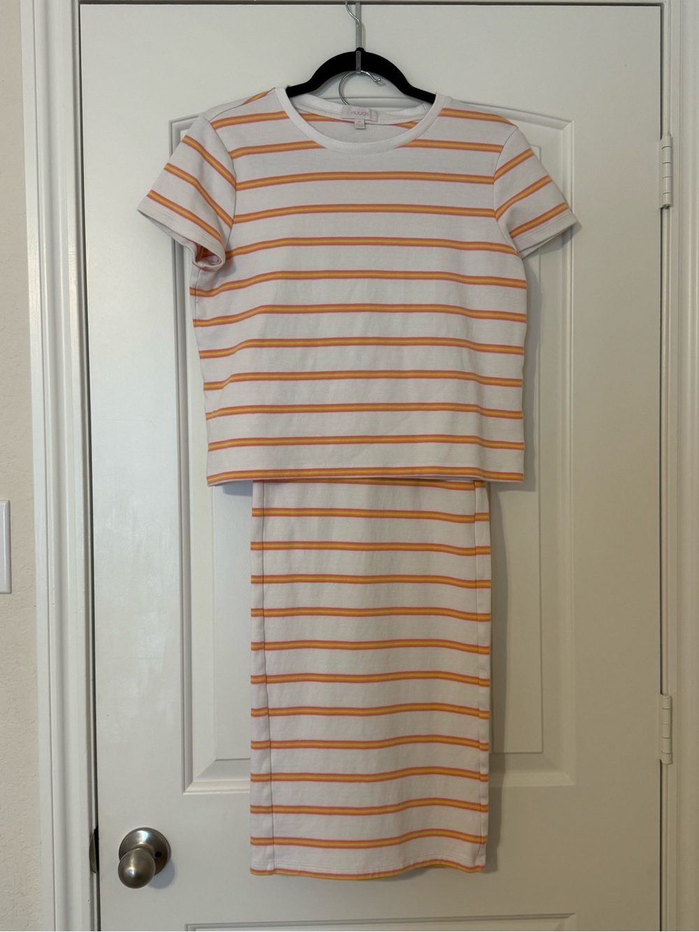Nuuds Golden Hour Set in Peachette Stripe, size Medium